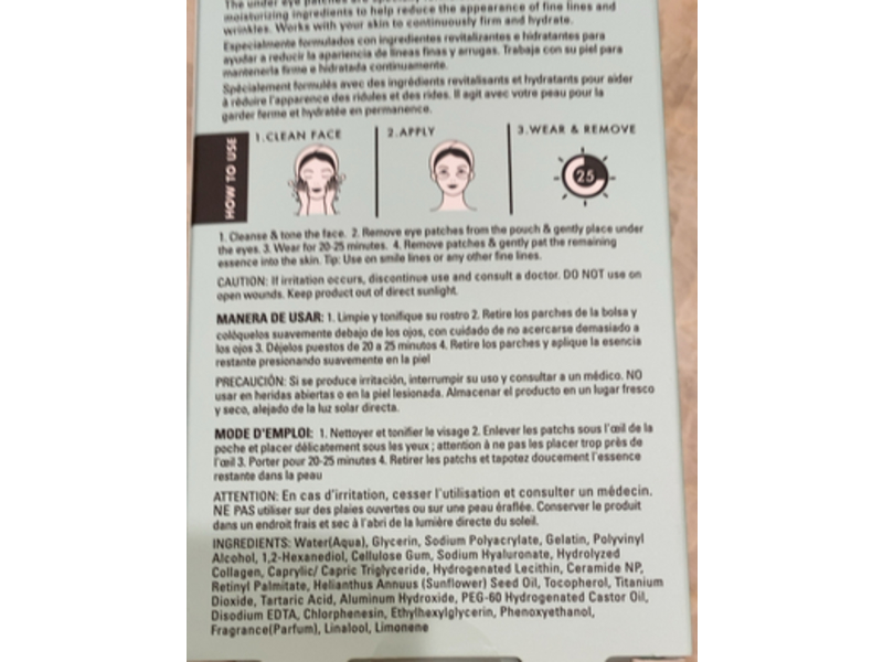 Cala Revitalizing Under Eye Patches, Collagen & Hyaluronic Acid, 5 Count