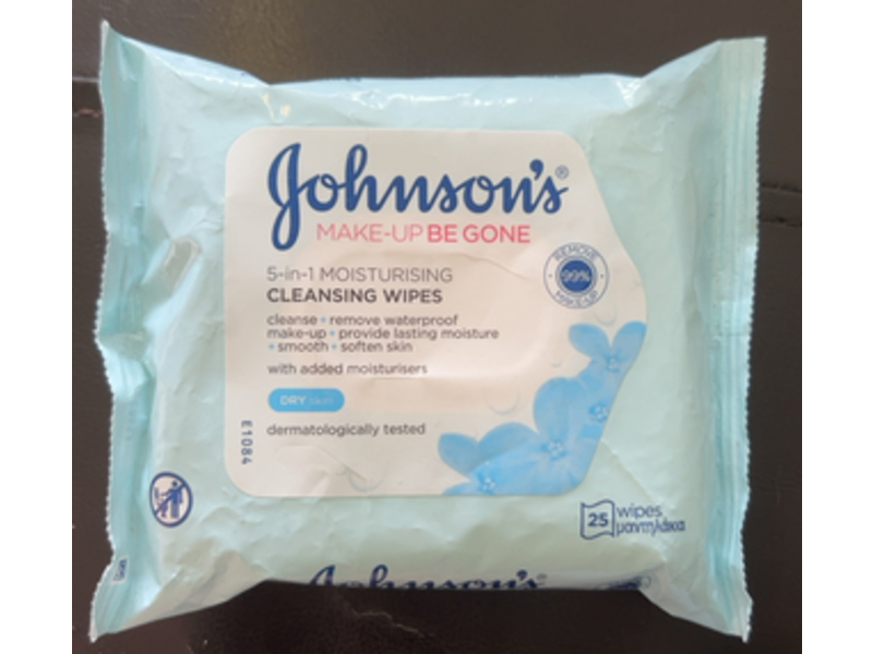 Johnson's Makeup Be Gone 5-In-1 Moisturising Cleansing Wipes, 25 Count