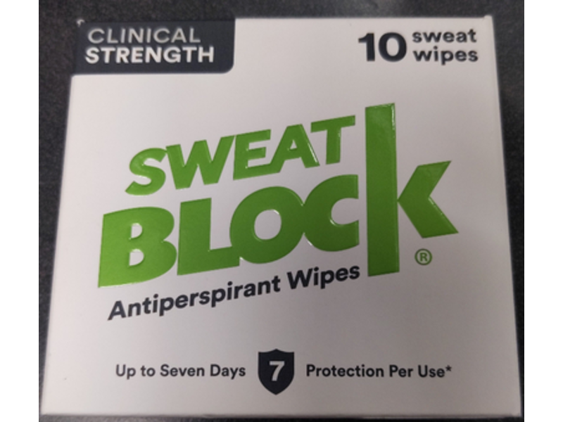 Sweatblock Antiperspirant Wipes, Clinical Strength, 10 Count