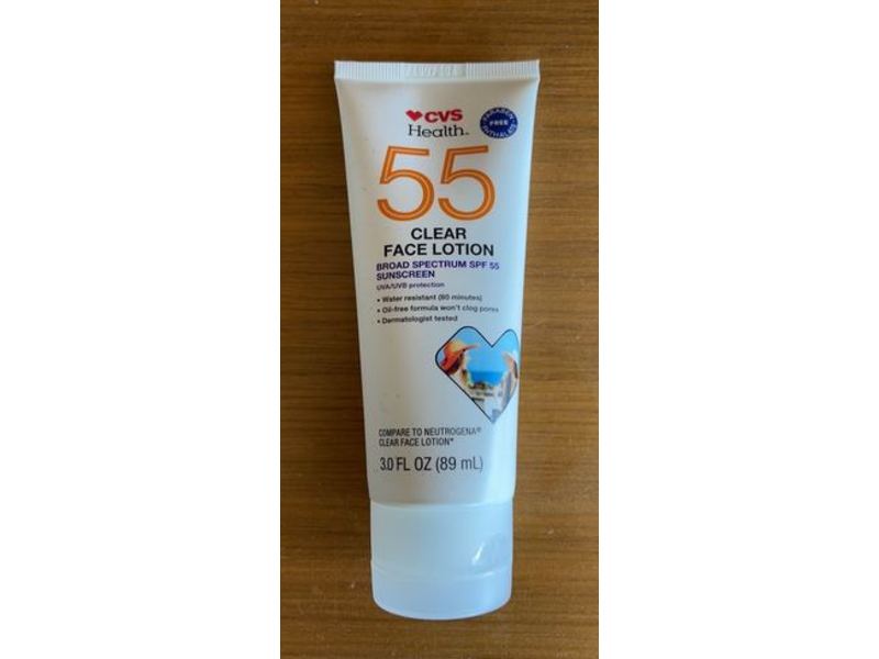 CVS Health SPF55 Clear Sunscreen Face Lotion, 3.0 fl oz (89 mL)