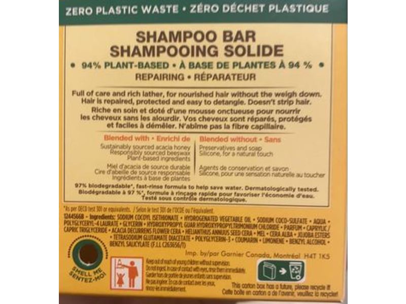 Garnier Shampoo Bar, Whole Blends, 60 g, Pack Of 2