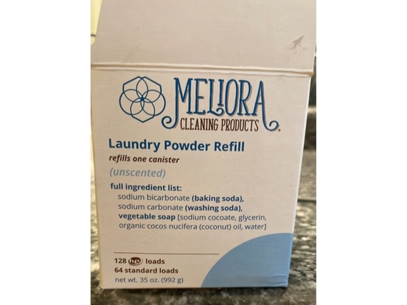 Meliora Cleaning Products Laundry Powder refill, Unscented, 64 Loads, 35 fl oz/992 g
