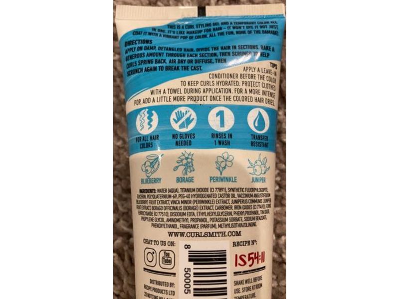 Curlsmith Temporary Color Styling Gel, Turquoise, 3 fl oz