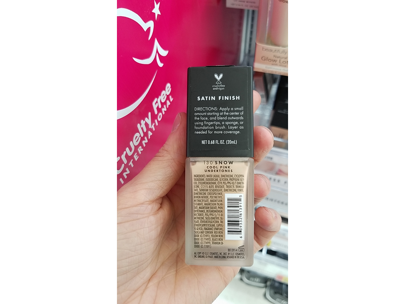 e.l.f. Cosmetics Satin Medium Coverage Foundation, 130 Snow, 0.68 fl oz