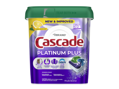 Cascade Platinum Plus Dishwasher Detergent Pacs, Clean Lemon Scent, 32.2 oz/914 g, 57 Count