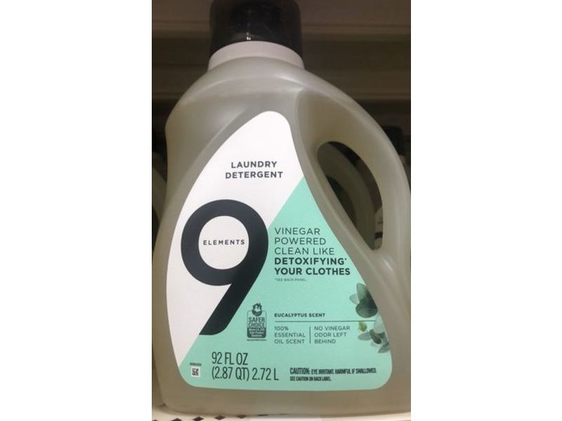 9 Elements Liquid Laundry Detergent, Eucalyptus Scent, 92 fl oz/2.72 L