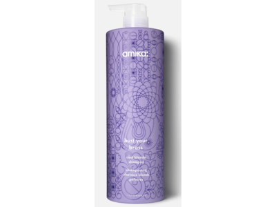 amika Bust Your Brass Cool Blonde Repair Shampoo, 33.8 fl oz/1 L