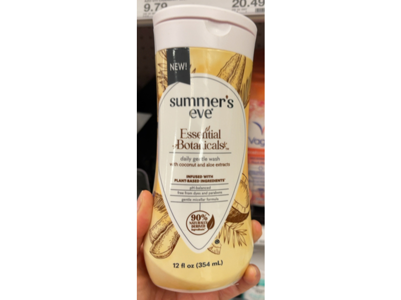Summer's Eve Essential Botanicals Daily Gentle Wash, Coconut & Aloe Extracts, 12 fl oz/354 mL