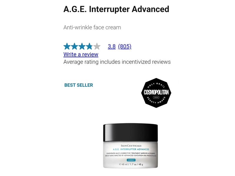 SkinCeuticals A.G.E Interrupter Advanced Anti-Wrinkle Face Cream, 1.7 oz/48 g