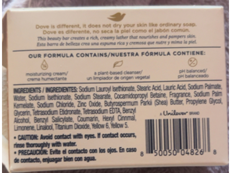 Dove Moisturizing Soap, Shea Butter & Vanilla Scent, 3.17 fl oz/90 g, Pack Of 4