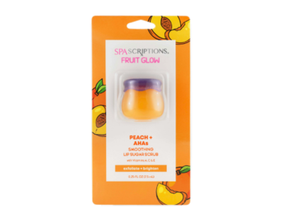 Spascriptions Fruit Glow Smoothing Lip Sugar Scrub, Peach+AHAs, 0.25 fl oz/7.5 mL