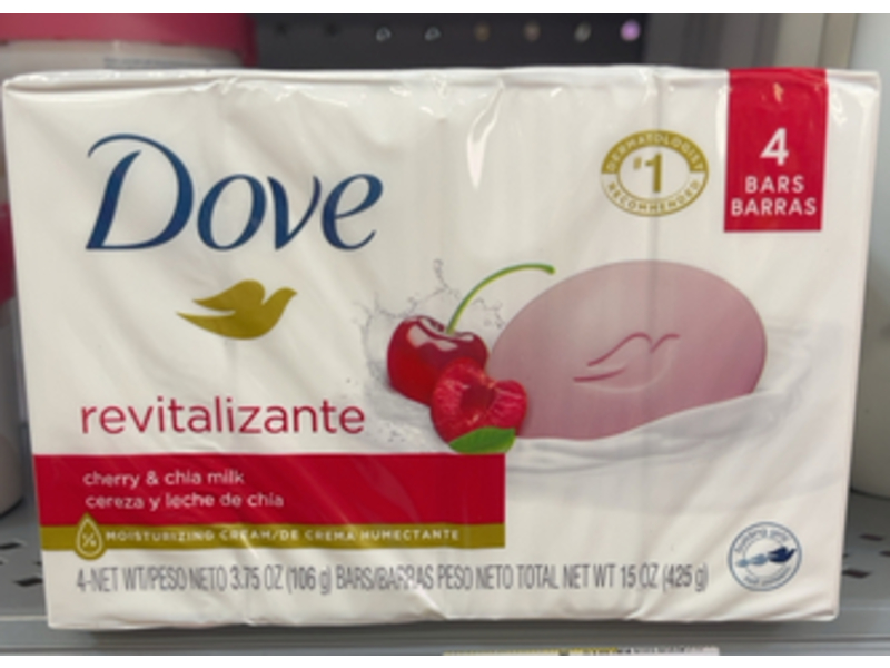 Dove Beauty Revitalizante Bar Soap, Cherry & Chia Milk, 3.75 oz/106 g, 4 Count