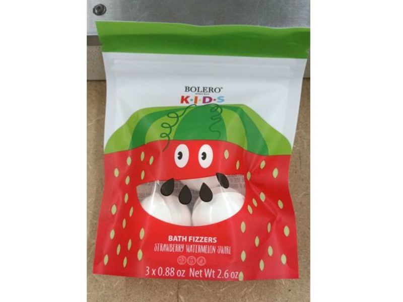Bolero Kids Bath Fizzers, Strawberry Watermelon Swirl, 0.88 oz, Pack Of 3