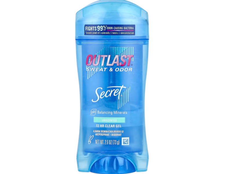 Secret Outlast Sweat & Odour Antiperspirant/Deodorant, Unscented, 2.6 oz/73 g, Pack Of 6