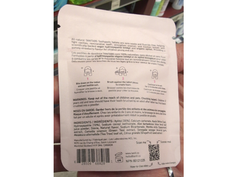 Tanit Toothpaste Tablets, Strawberry Flavour, 22 g, 62 Count