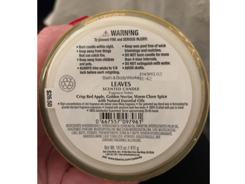 Bath & Body Works Leaves Luminary Candle, 4.5 oz/411 g