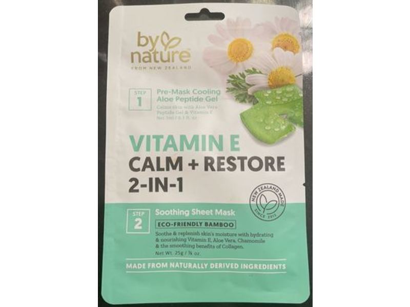 By Nature Calm + Restore 2-In-1 Soothing Sheet Mask, Vitamin E, 1 Count