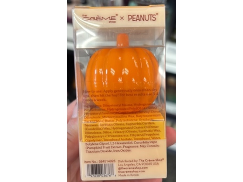 The Creme Shop X Peanuts The Great Pumpkin Overnight Glaze Lip Masque, Shea Butter+Vitamin E, 0.105 oz/3 g