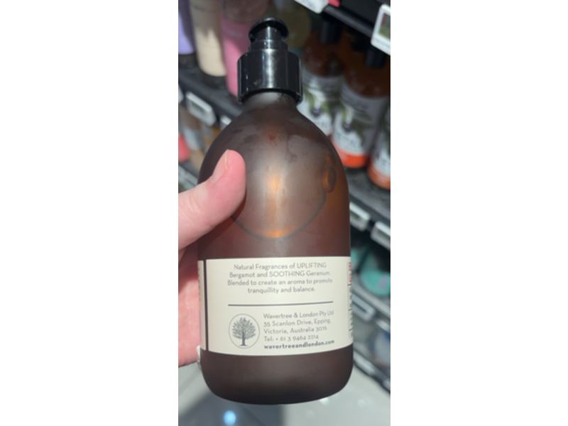 Wavertree & London Naturals Bergamot Geranium Liquid Soap Wash, 17 oz/500 mL