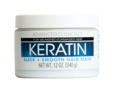 Advanced Clinicals Sleek + Smooth Hair Mask, Keratin, 12 oz/340 mL, Pack Of 2