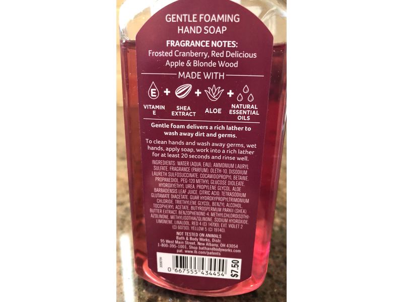 Bath & Body Works White Barn Gentle Foaming Hand Soap, Frosted Cranberry, 8.75 fl oz/259 ml