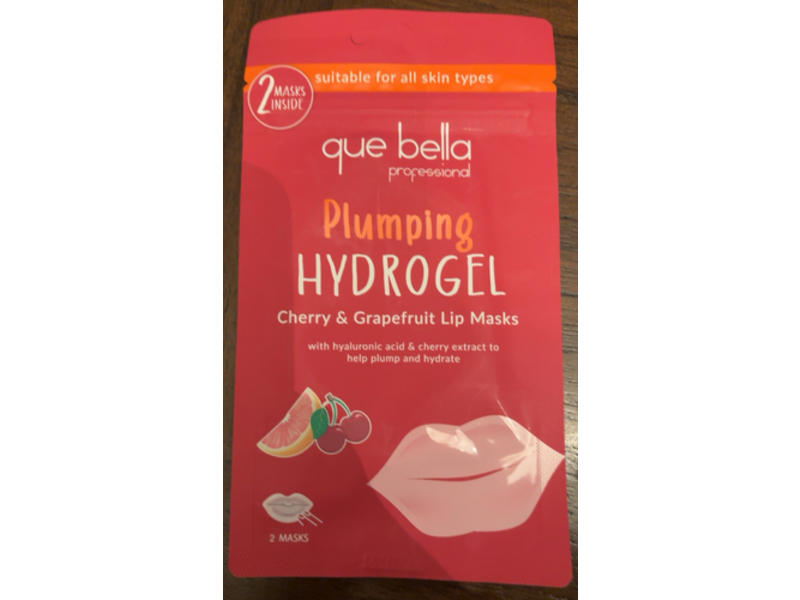 Que Bella Hydrogel Lip Masks, Cherry & Grapefruit, 2 Count