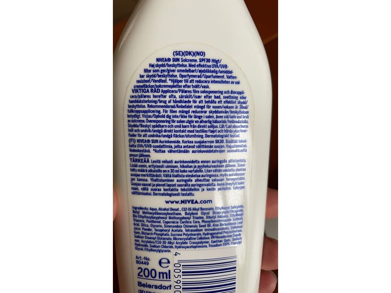 Nivea Sun Sensitive Immediate Protect Soothing Sun Lotion, SPF 30, 200 mL