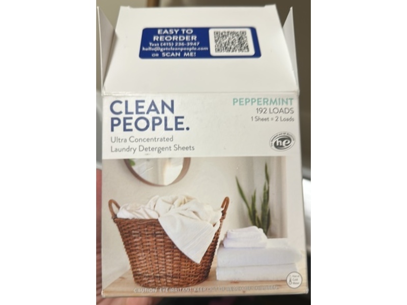 The Clean People Ultra Concentrated Laundry Detergent Sheets, Peppermint, 192 Loads