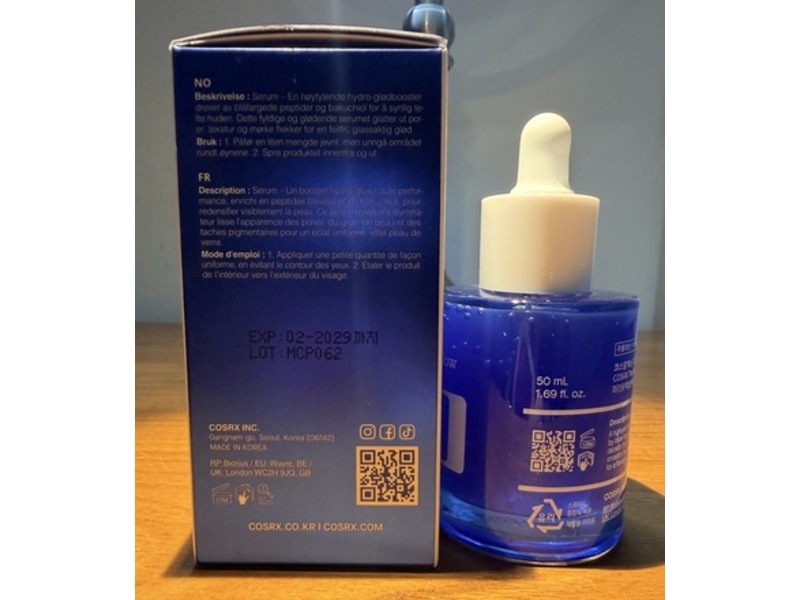 Cosrx The Blue Peptide Bakuchiol Plump Glow Serum, 1.69 fl oz/50 mL
