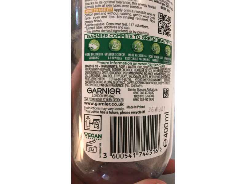 Garnier Micellar Water Oil Infused Facial Cleanser, 400 mL