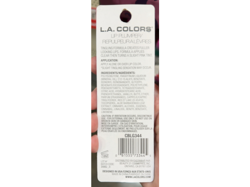 L. A. Colors Plumping Lipgloss, CBLG344 Clearly Pink, 0.3 fl oz/10 mL