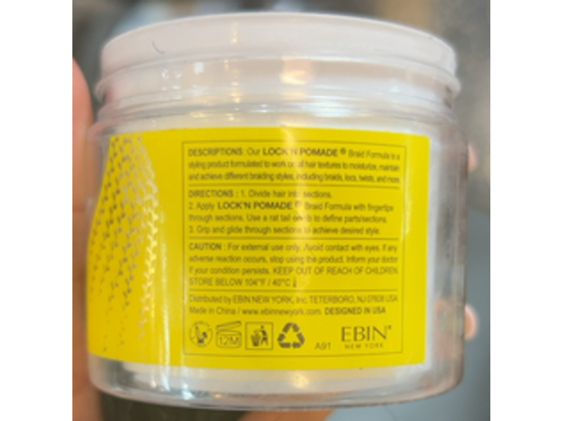 Ebin New York Lock'n Pomade Braid Gel, Regular Hold, 3.53 fl oz/100 mL