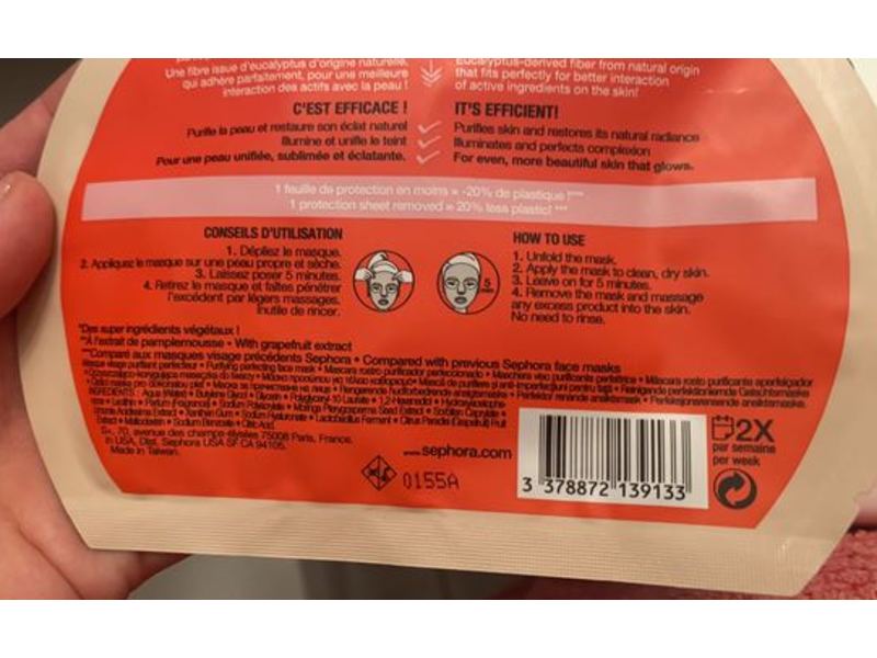 Sephora Face Mask, Grapefruit, 1 Count
