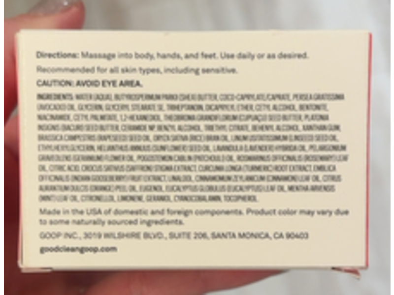 good.clean.goop Beauty The Body Smoother Replenishing Cream, 4.0 fl oz/120 mL