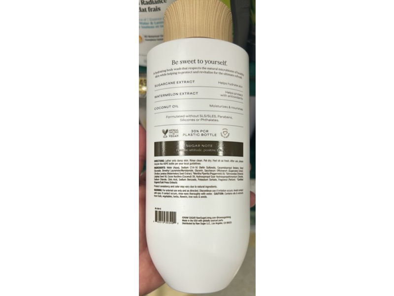 Raw Sugar Refresh Gentle & Hydrating Body Wash, Watermelon Mint, 20 fl oz/591 mL