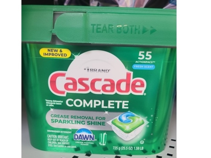 Cascade Complete Dishwasher Detergents Pacs, Fresh Scent, 25.5 oz/725 g, 55 Count
