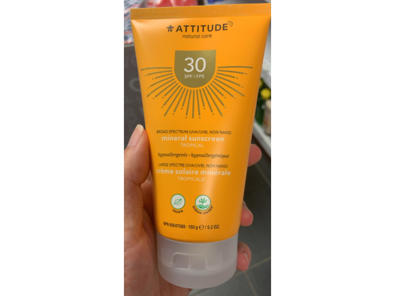 Attitude Mineral Sunscreen, Tropical, SPF 30, 5.2 oz/150 g