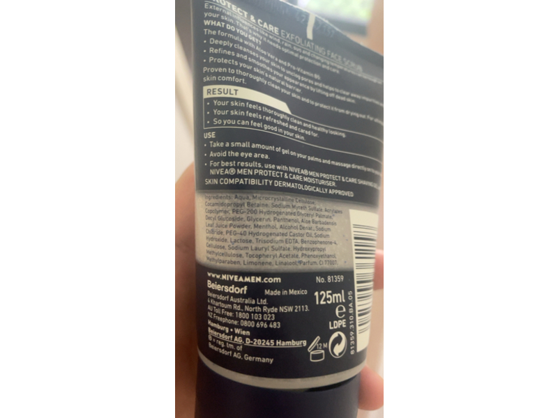 Nivea Men Protect & Care Exfoliating Face Scrub, Aloe Vera, 125 mL