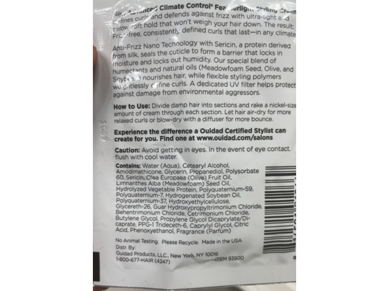 Ouidad Advanced Climate Control Styling Cream, 0.33 fl oz/10 mL