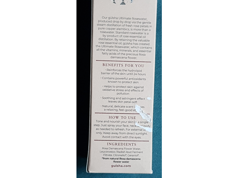Gulsha Ultimate Rosewater Spray, 1.7 fl oz/50 mL