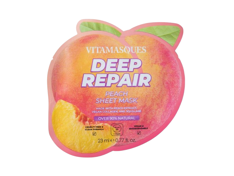 Vitamasques Deep Repair Sheet Mask, Peach, 0.77 fl oz/23 mL