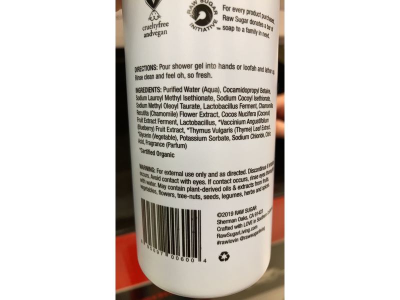 Unfiltered By Raw Sugar Shower Gel, Blueberry + Thyme, 12 fl oz