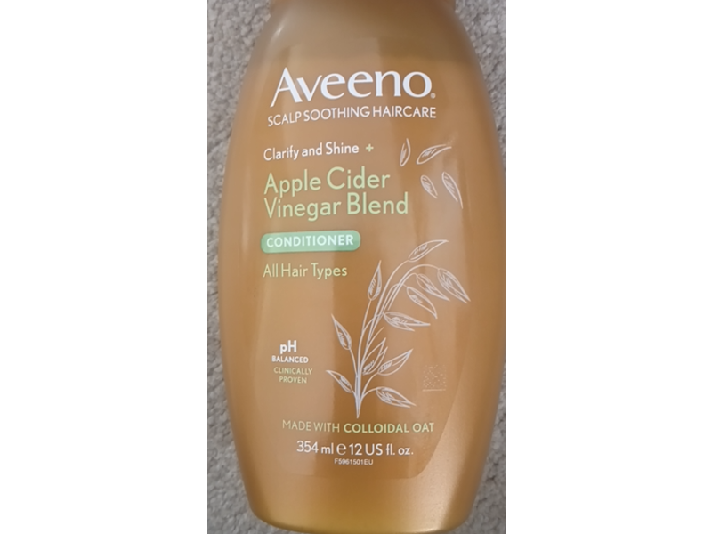 Aveeno Clarify & Shine Apple Cider Vinegar Blend Conditioner, Colloidal Oat, 12 fl oz/354 mL