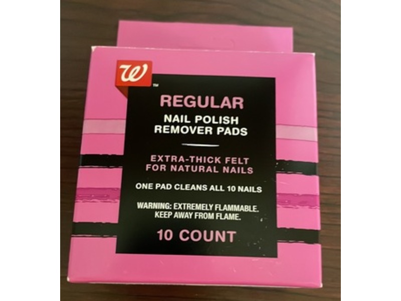 Walgreens Regular Nail Polish Remover Pads, 10 Count.