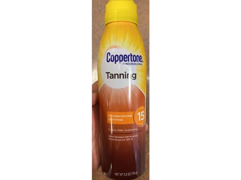 Coppertone Sunscreen Spray, Tanning, SPF 15, 5.5 oz/156 g