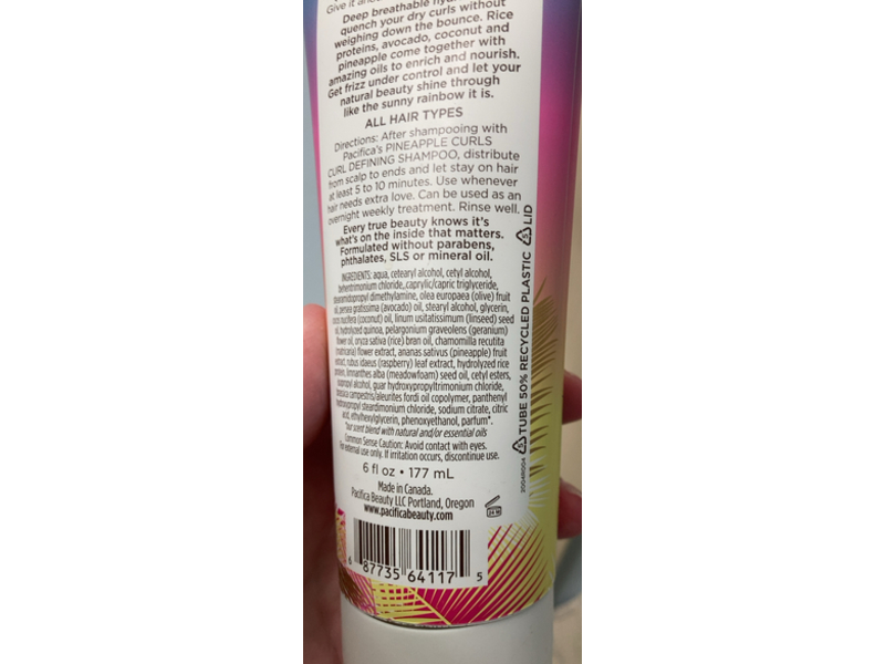 Pacifica Curl Nourishing Mask, Pineapple Hydrate, 6 fl oz/ 177 mL