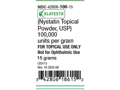 Klayesta (nystatin topical powder) 100,000 units per g, 15 g, Epic Pharma (Rx)