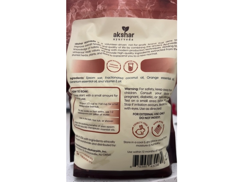 Akshar Epsom Salt, Orange & Geranium, 32 oz