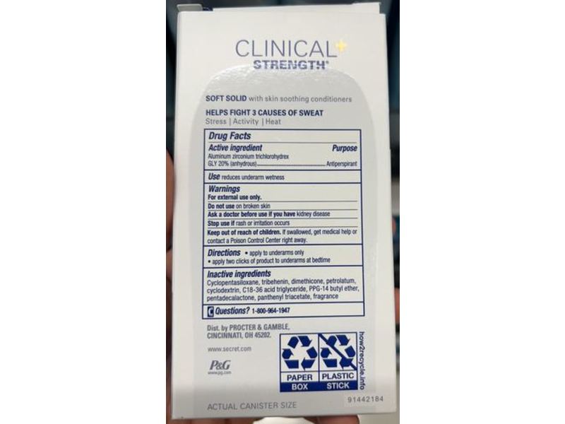 Secret Clinical + Strength 48 Hr Soft Solid Antiperspirant, Free & Sensitive, 1.6 oz/45 g, Pack Of 3