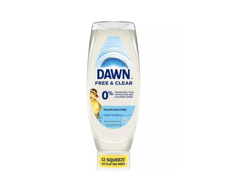 Dawn Free & Clear Dishwashing Liquid, Fragrance Free, 24.3 fl oz/718 mL